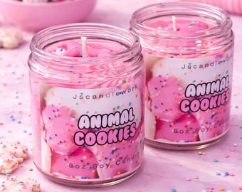 Animal Cookies Candle, 8oz Soy Wax, Cake Batter Scent