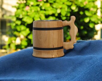 Wooden Beer Mug, Medieval Beer Mug for Rustic Decoration, Gift Dad, Gift Grandpa - Handmade Wooden Mug, Beer Mug, Valentine's Gift