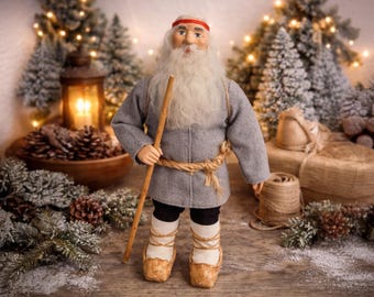 Nordic Viking Santa Doll – Scandinavian Christmas Decor – Handmade Tomte Figure – Rustic Winter Home Decor