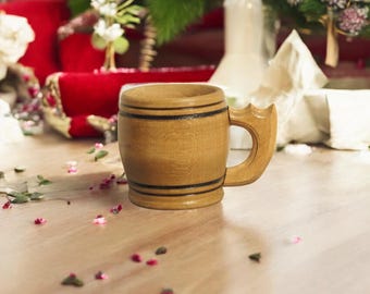 Handgemaakte houten mok, duurzame vintage stijl, 11,5 x 17 cm, perfect kerstcadeau, milieuvriendelijk bieraccessoire