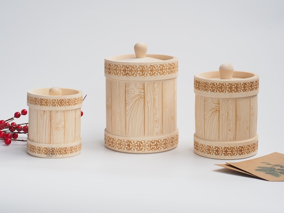 Handgefertigte Vorratsdosen aus Lindenholz – 3 Größen – Nachhaltige Geschenkidee – Natürliche Materialien – Vintage-Stil – Für Küche & Dekor