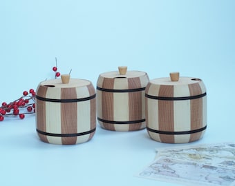 Handcrafted Wooden Jar - Ideal as a Rustic Storage Container or Special Gift