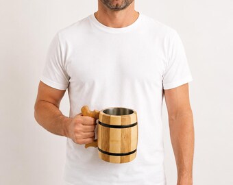 Handmade Oak Wood Beer Mug 0.5L with Stainless Steel Insert – Wooden Beer Stein – Rustic Beer Mug – Gift for Him – Oktoberfest Gift