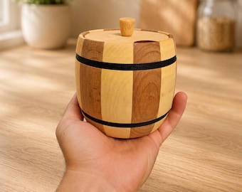 Wood Salt Cellar with Lid | Handmade Wooden Salt Box | Spice Container | Wooden Kitchen Canister | Sugar & Tea Storage Gift