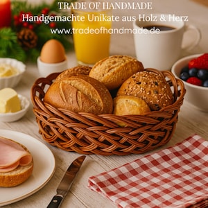 Cesta oval de vime feita à mão – Cesto de pão natural, fruteira, decoração rústica, presente artesanal ecológico