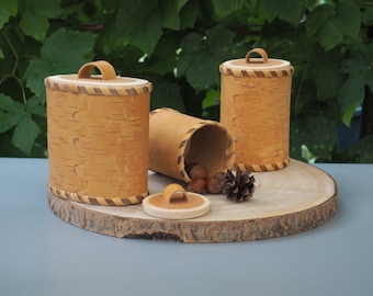 Handmade, handgemachte Vorratsdosen aus Holz ,Holzdosen aus Birkenrinde, Holzdeko, nachhaltig - Geschenkidee & Geschenkverpackung in Einem