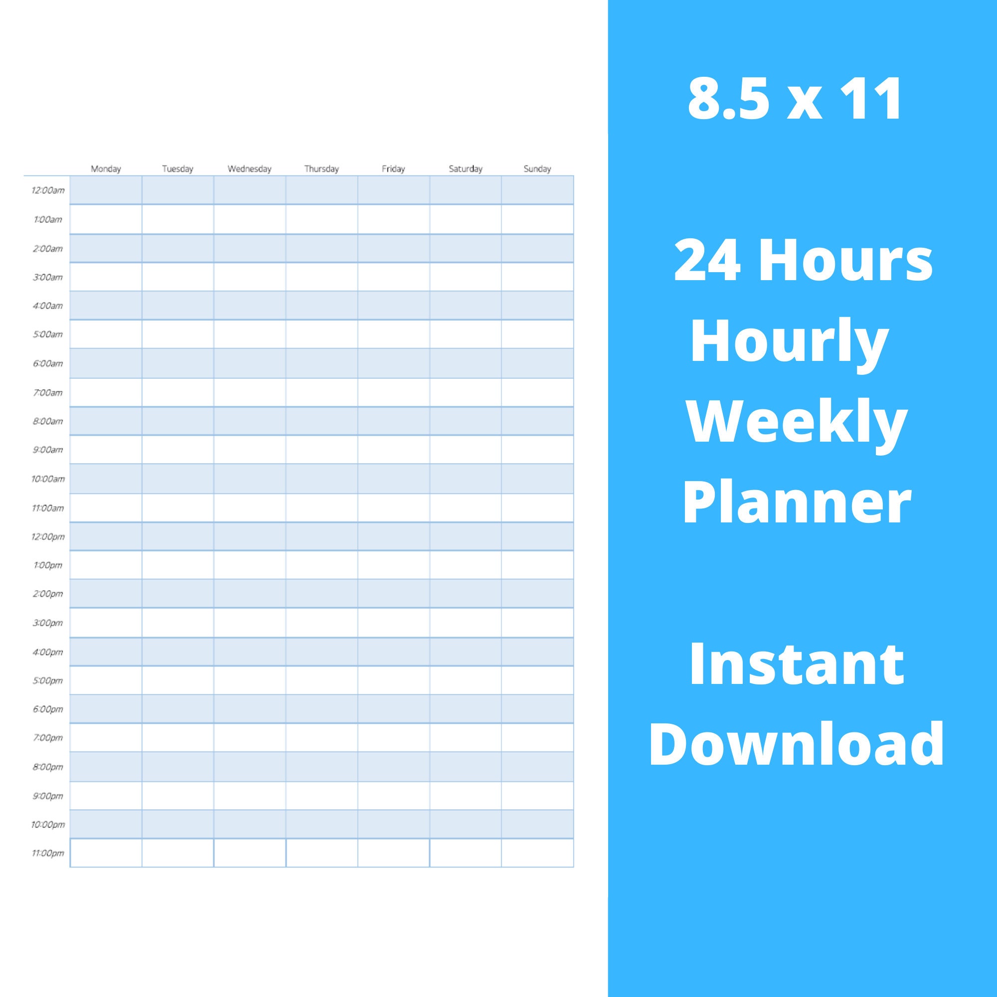 Printable 24 Hour Planner Printable Time Blocking Hourly | Etsy