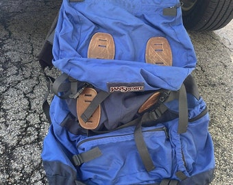 Vintage 90s Jansport Backpack Day Pack Made in USA Blue Hiking Bag