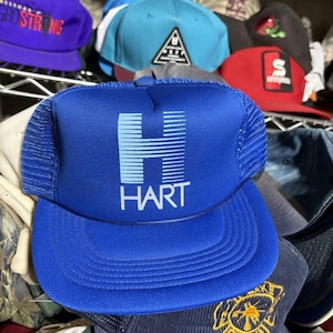 Vintage Snapback Trucker Hat Cap Blue Hart