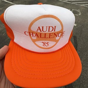 Audi 1985 Adjustable Trucker Hat Orange Snapback Automotive Rope Trucker Cap