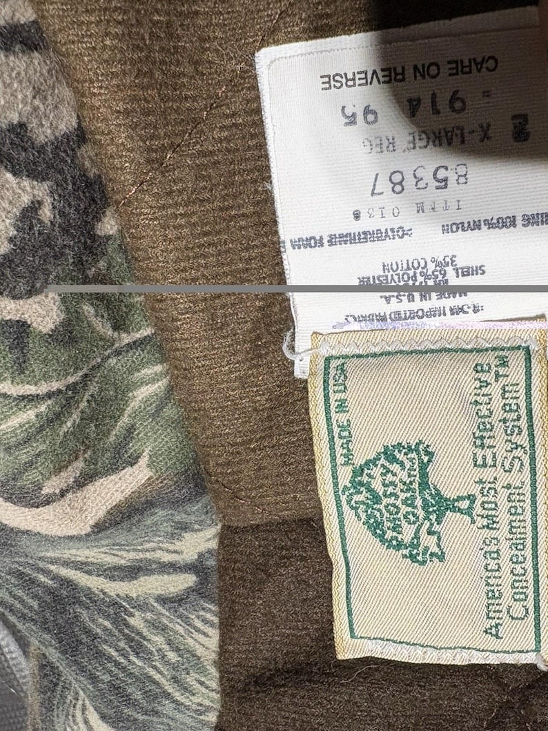 ヴィンテージ Mossy Oak ハンティング用断熱カバーオール メンズ XL カモフラージュ柄 80年代 90年代 アメリカ製 画像 7