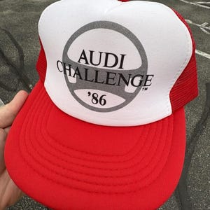 Audi 1986 Adjustable Trucker Hat Red Snapback Automotive Rope Trucker Cap