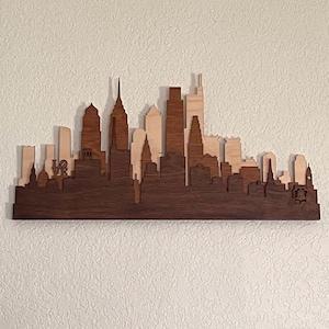 3D Philadelphia Skyline (Stained Wood)