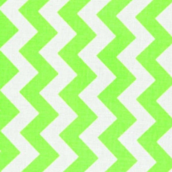 Medium Neon Green Chevron 1/2 Yard 100% Cotton Fabric by Riley Blake Designs C320-104 NEON GREEN