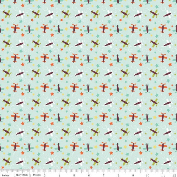 Oh Boy! Planes Blue by Riley Blake Designs 1/2 Yard 100% Designer Cotton Flannel Fabric by Lori Whitlock F3303-BLUE