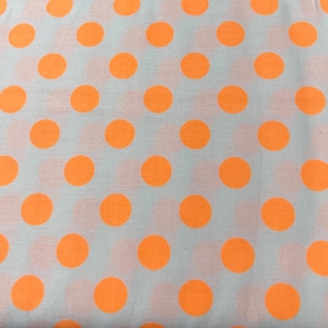 Medium Neon Orange Dot on White Cotton Fabric by Riley Blake Designs 1/2 Yard 100% Cotton Fabric C490-105 NEON ORANGE