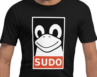 sudo ft. Tux - Linux T-Shirt (Dark Mode) | The Obey Tux Shirt for Power Users * Linux Shirt * Programmer Gift * Programmer Shirt * Linux Tux