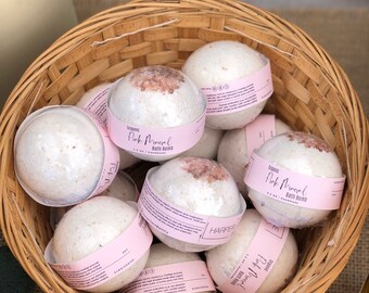 Pink Himalayan Salt Bath Bomb - Organic Ingredients - All Natural - Mineral Bath - Detox - Gift for girlfriend wife - easter - mothers day
