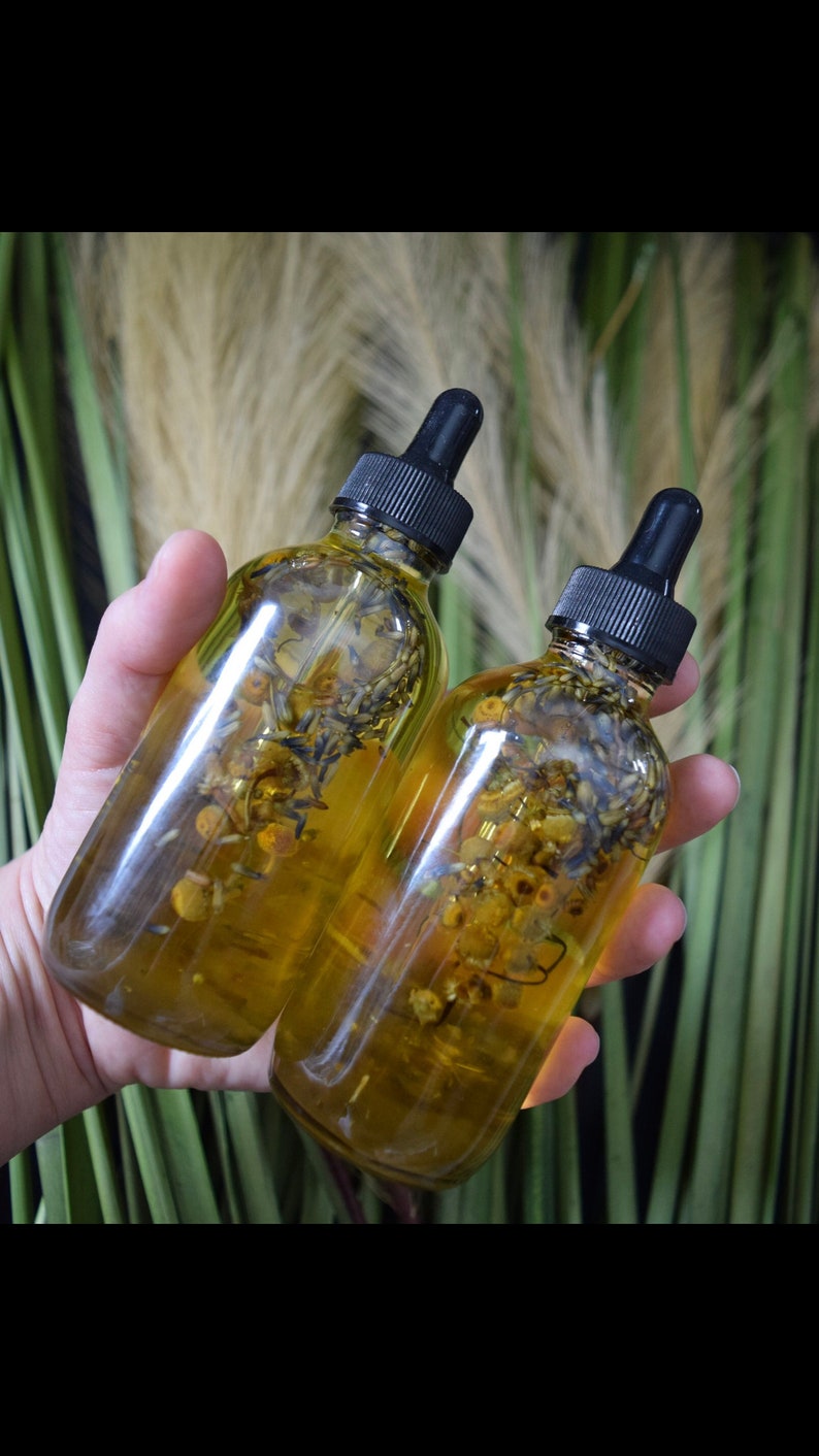 Organic Infused Bath Body Oil with pure essential oils. Great for sensitive/dry skin, face or body Infused with organic plants & flowers image 5