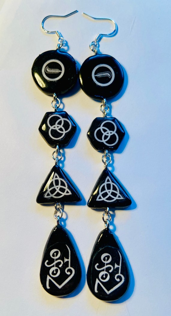 Led Zeppelin Symbol Dangles Ultra Long Monochromatic Style Etsy