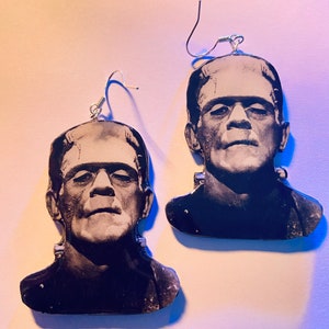 Frankenstein’s monster earrings  - classic horror - four centimetre statement earrings - for ghouls who like their jewellery bold!
