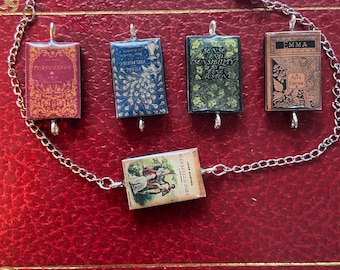 Jane Austen jewellery - bracelets - necklaces - mini books - Pride & Prejudice - Sense and Sensibility - Emma - Persuasion - Mansfield Park