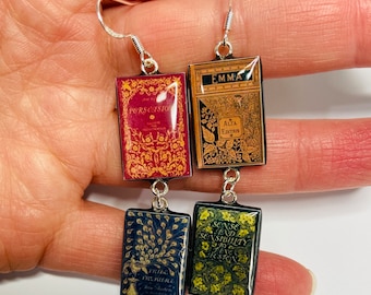 Miniature book earrings - sterling silver - elegant and classy!