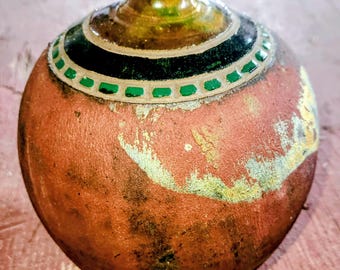 Dennis Ott Studio Pottery Vase Signed Southwestern Ceramic Art Iridescent Gold Glaze Earthy Terracotta Bud Vase Sedona Arizona Art Pottery