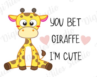 Söt giraffunge SVG, roligt barnordspråk (digital nedladdning)