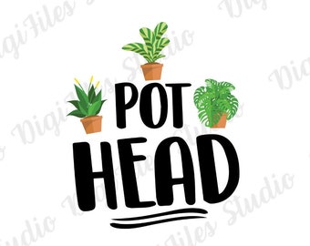 Krukhuvud PNG, rolig växtälskaredesign (digital nedladdning)