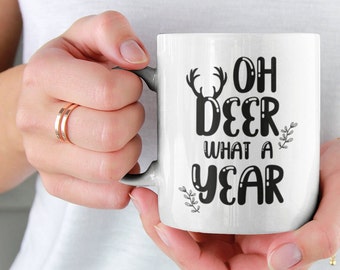 Oh Deer Vilket år SVG | Julrenprydnad (PNG, SVG)