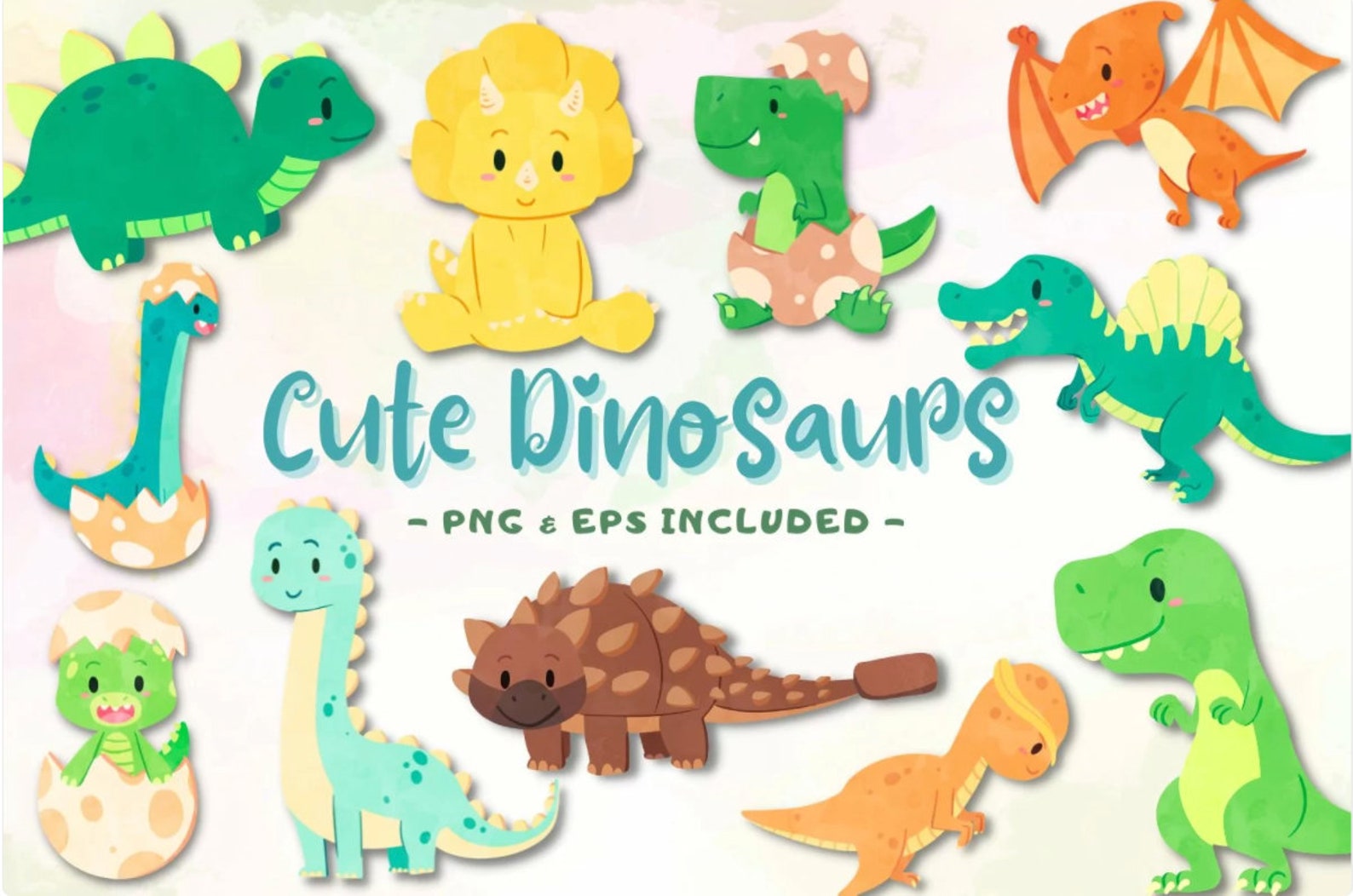 Süße Dinosaurier Clipart. Dino Clipart. Digitaler Download | Etsy