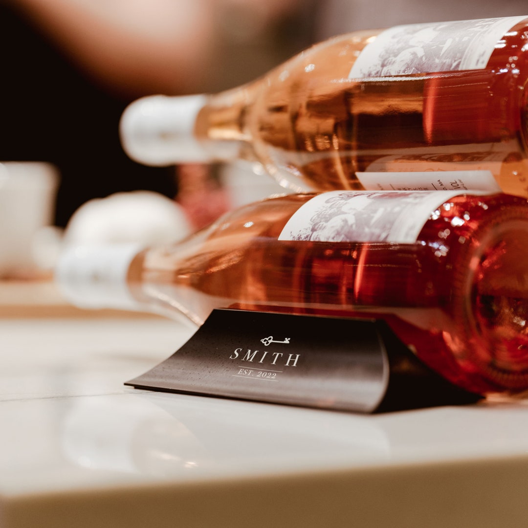 Personalized Wine Rack, Housewarming Gift, Modern Engraved Wine Rack