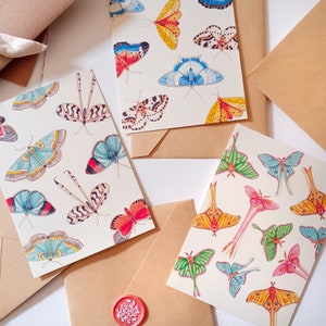 Biglietti piegati Butterfly Obsession con interno bianco, Butterfly Card Set, Cards with envelope, festa della mamma regalo