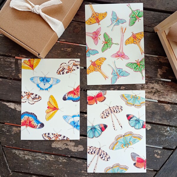 Cartoline illustrate Butterfly Obsession con retro bianco, spring Card Set, cartoline regalo con busta, festa della mamma