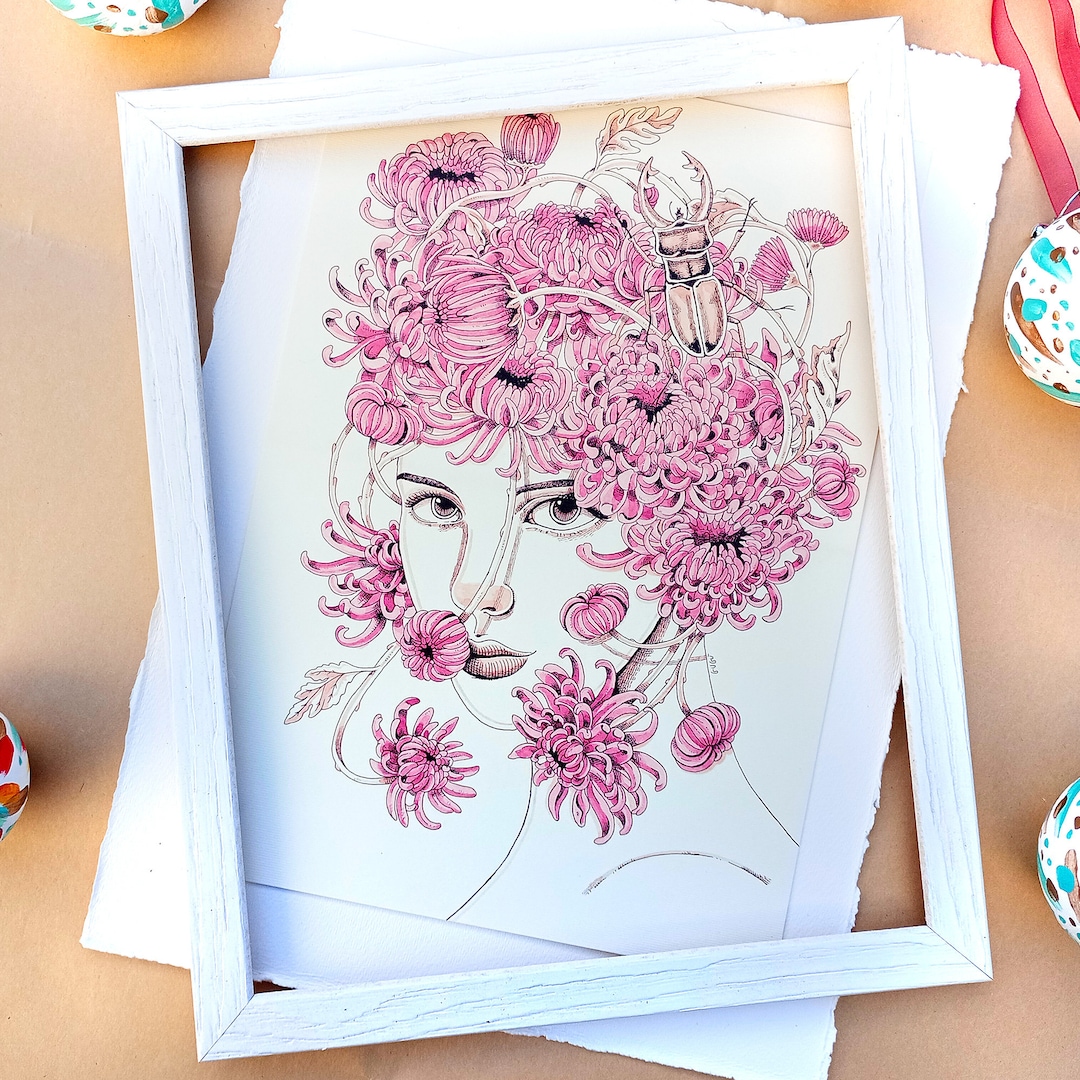 Chrysantemun Poster Country Style Art for Home Gardening - Etsy