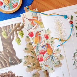 Gruccione Segnalibro con pendente, illustrazione acquerello, ornitologia, bee-eater, idea regalo