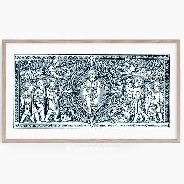 Samsung Frame TV Catholic Art Christmas Infant Jesus and Holy Innocents Lithograph Religious Christian Art Christ Child Instant Download