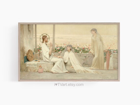 Frame TV Catholic Art Christian Samsung Frame TV Art Jesus Christ at the House of Martha & Mary Religious Screensaver Frame TV Art Download