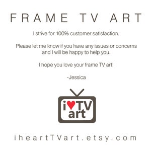 May include: A brown and white illustration of a television with a red heart and the text "iTV art". The text "iheartTVart.etsy.com" is below the illustration.