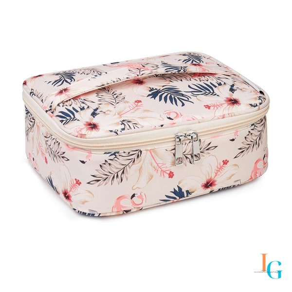 Travel Makeup Organizer Bag for Women and Girls - Colorful Patterns Toiletry Bags with Large Adjustable Storage Space for Makeup Accessories