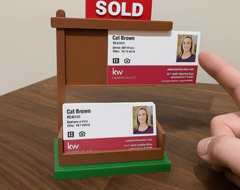 Custom Personalizable Realtor Business Card Holder: "SOLD" Sign Display