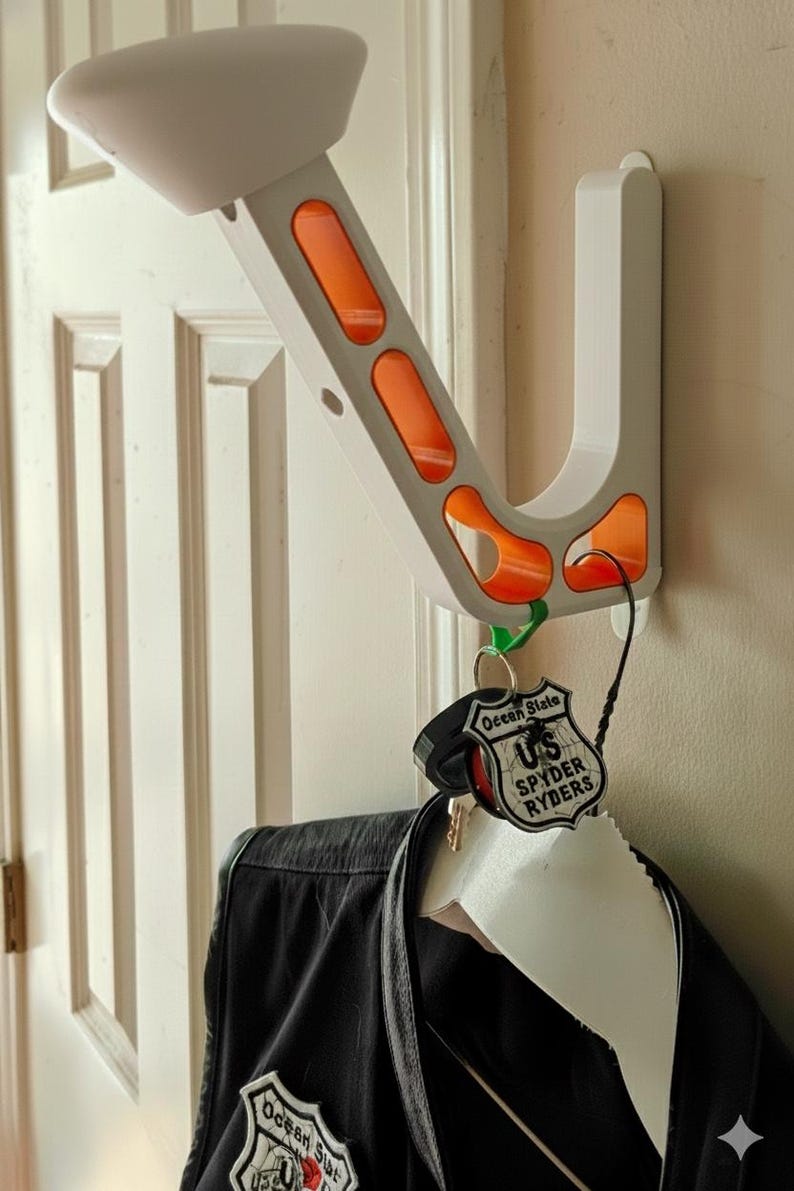 Motorcycle Helmet Wall Mount: Dual-Tone Gear Hanger, Biker Gift White
