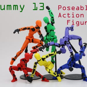 Poseable Action Figure DIY Kit or Assembled • Dummy 13 • Artist Mannequin • 5.25&quot;, 8&quot;, 13&quot; • Custom Colors • Masculine or Feminine