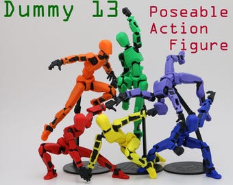 Poseable Action Figure DIY Kit or Assembled • Dummy 13 • Artist Mannequin • 5.25", 8", 13" • Custom Colors • Masculine or Feminine