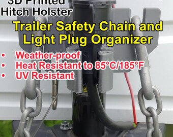 Aluminum RV Towing Chain Organizer With 7-Way Plug Holder – Heavy Duty Anti-Rust Trailer Cable Manager For 2" & 2-1/4" Tongue Jacks