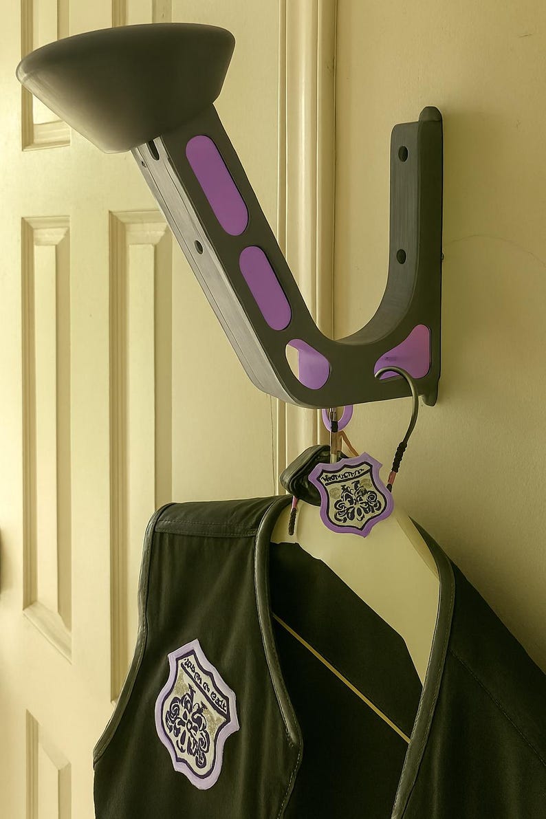 Motorcycle Helmet Wall Mount: Dual-Tone Gear Hanger, Biker Gift image 3