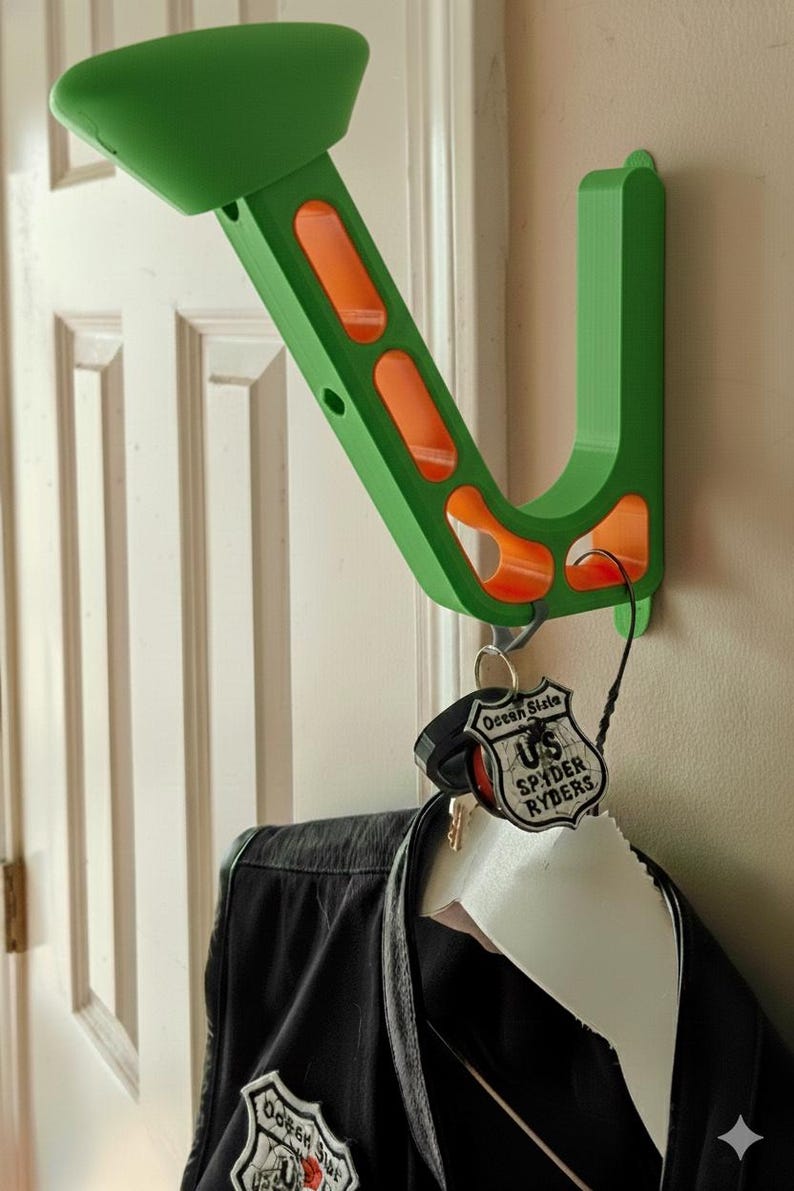Motorcycle Helmet Wall Mount: Dual-Tone Gear Hanger, Biker Gift Green