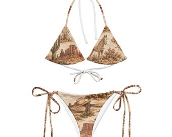 All-over print recycled string bikini - Western Print