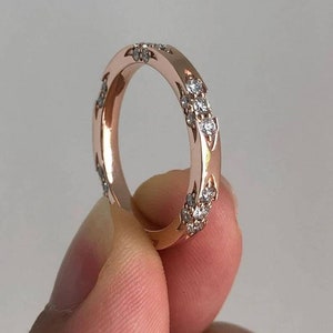 Filigree Band, Engagement Wedding Band For Womens, 14k Rose Gold Plated Propose Band, Floral Engraving Band,Anniversary Gift For Her